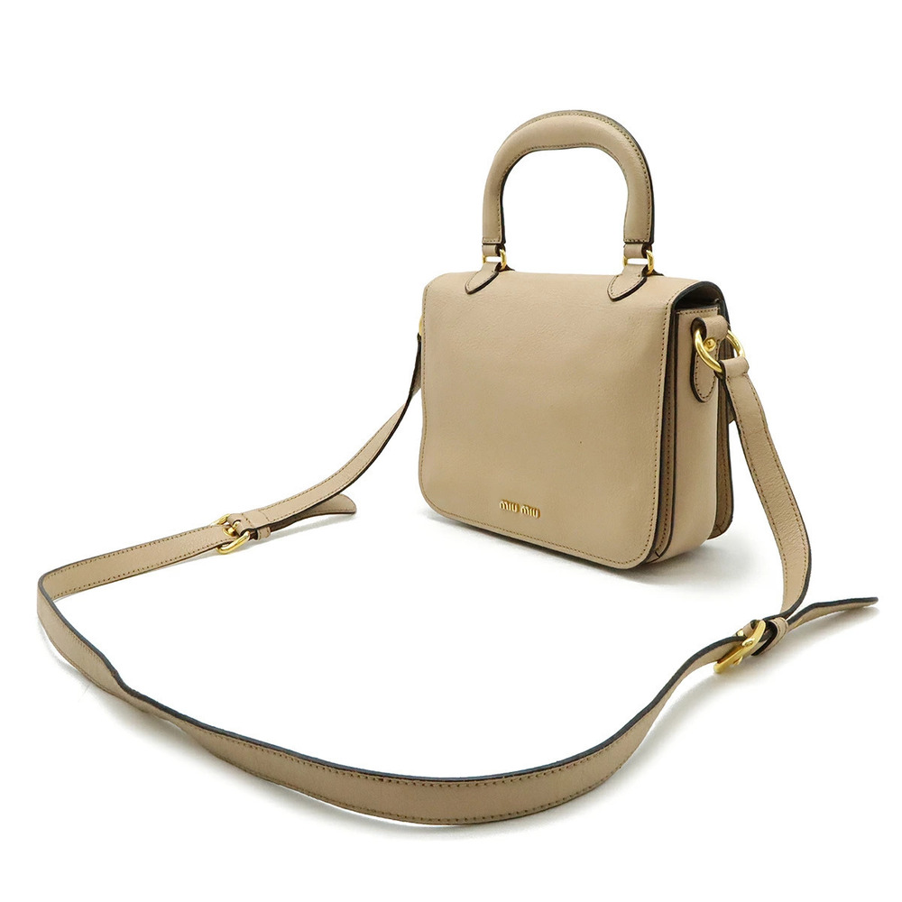 Miu Miu CIPRIA Madras Beige Cream Pink Shoulder 2way Leather Bag Cream Pink